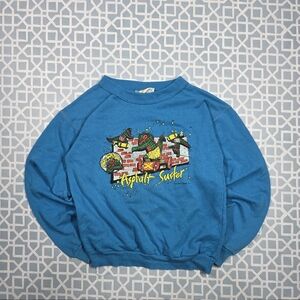 VTG 90's Asphalt Aligator Skaters Blue Crewneck Sweatshirt Boys Sz year 14